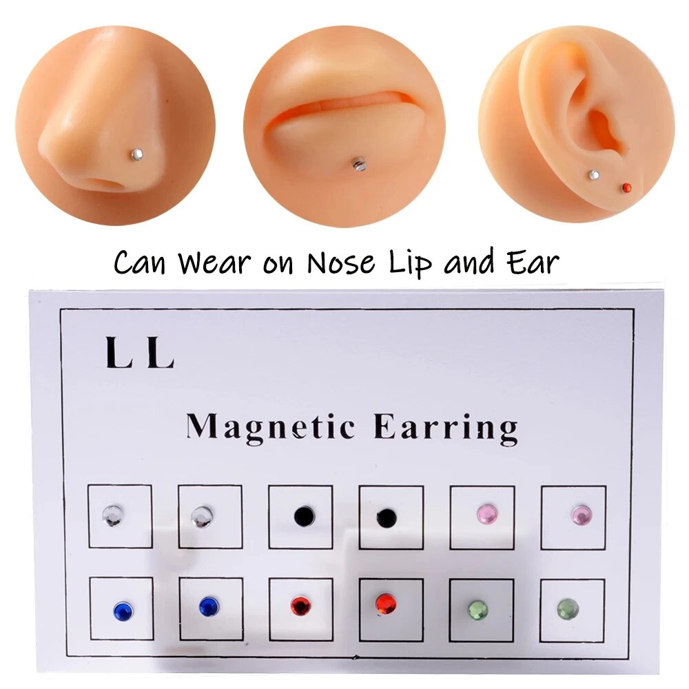 Body Jewelry Nose Studs - 12PCS/Card Fake Cheater Non Pierced Magnet