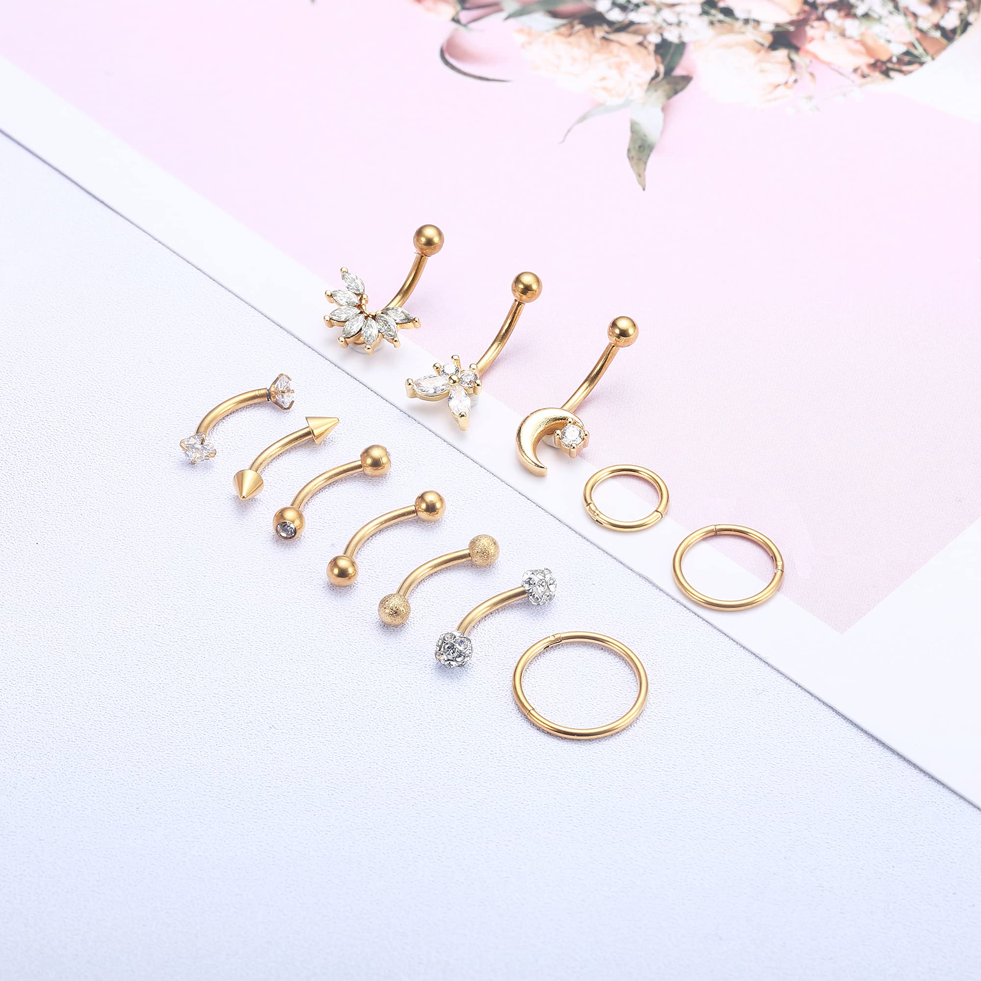 Rook Curved Barbell - Drperfect 1pc 16G Eyebrow Rings Stainless