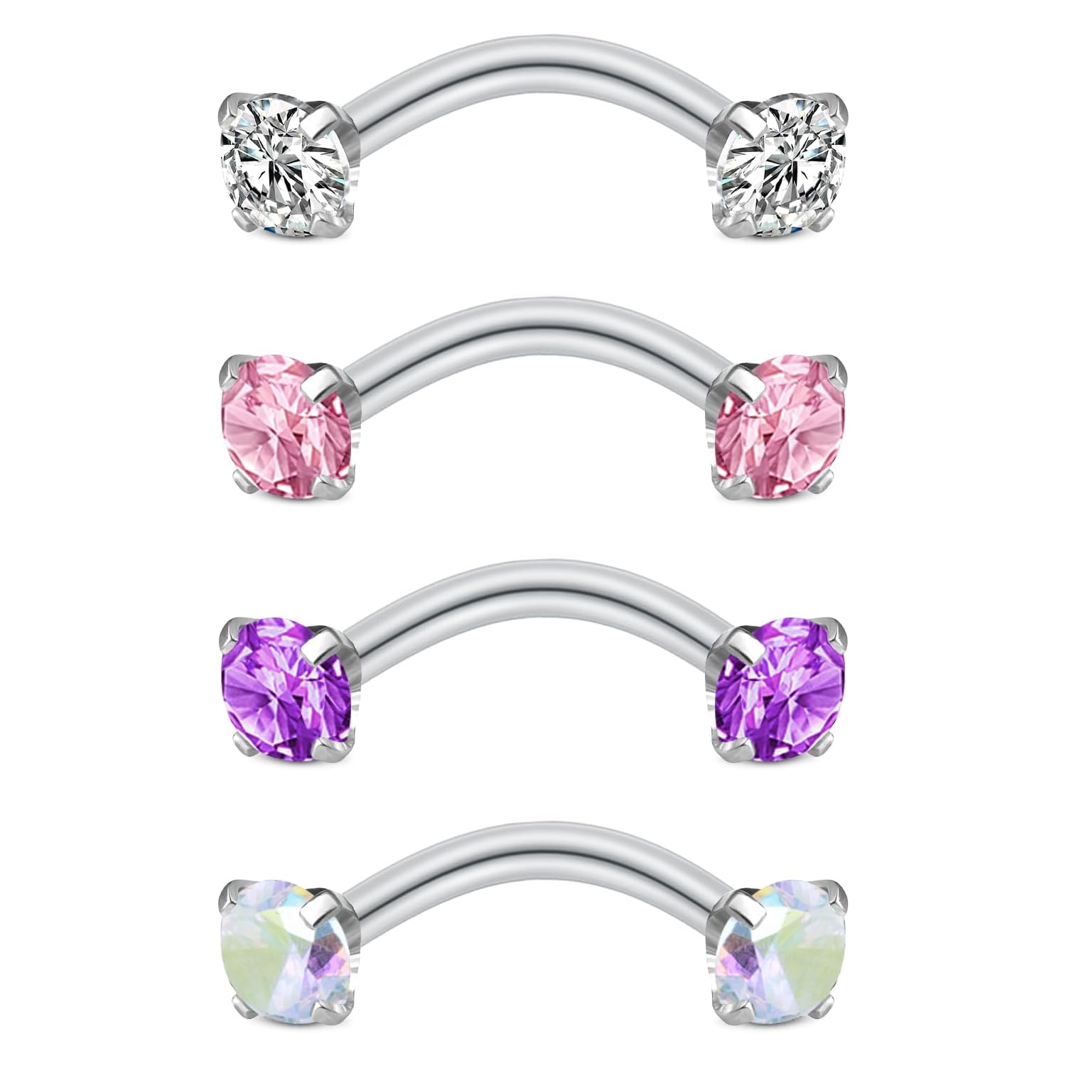 Rook Curved Barbell - Rook Earrings for Women Pink Purple