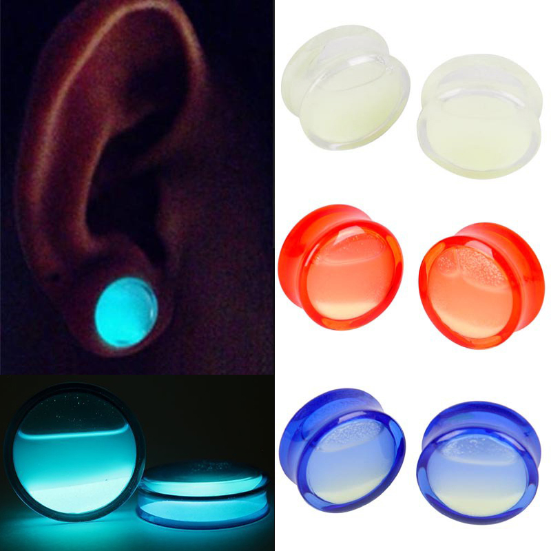 Body Jewelry Ear Gauges - Luminous Liquid Ear Plug Tunnels Glow