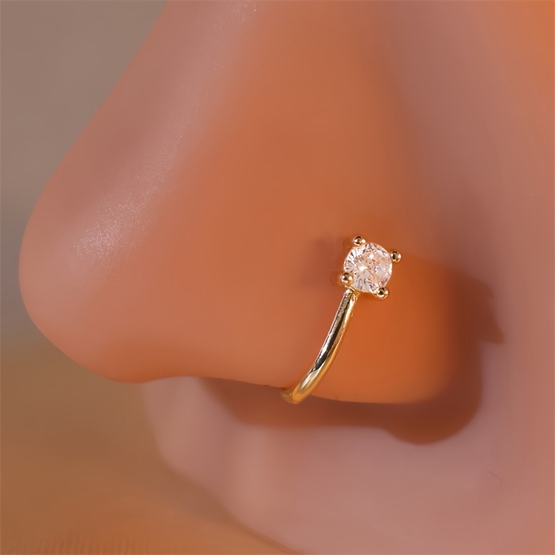 Body Jewelry Nose Studs - 1-Piece Round Zircon Non Perforated Nose