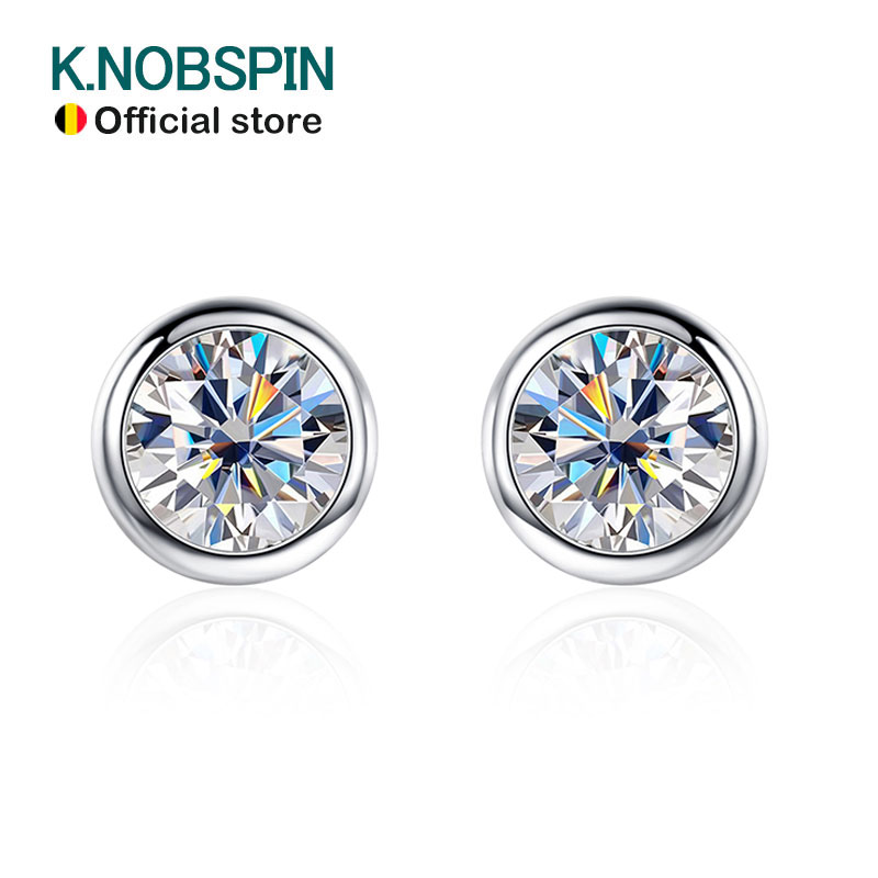 Body Jewelry Diamond - KNOBSPIN 1ct D Color Moissanite Earring