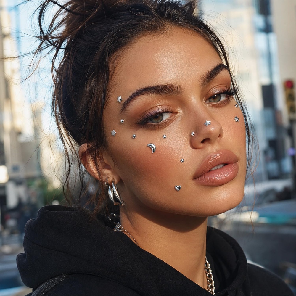 Fake Piercings Balls Stick on  - Body Jewelry Nose Studs review and price