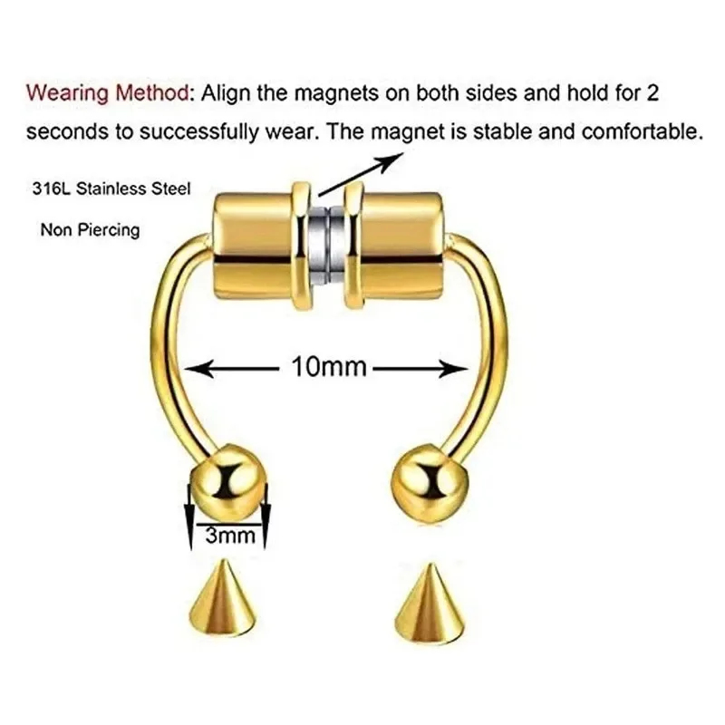 1/2/3Pcs Fake Magnetic Nose Ri - Body Jewelry Nose Studs review and price
