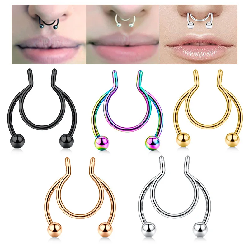 U Shaped Fake Nose Ring Hip Ho - Body Jewelry Nose Studs review and price
