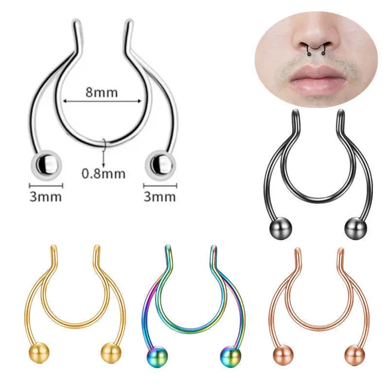U Shaped Fake Nose Ring Hip Ho - Body Jewelry Nose Studs review and price