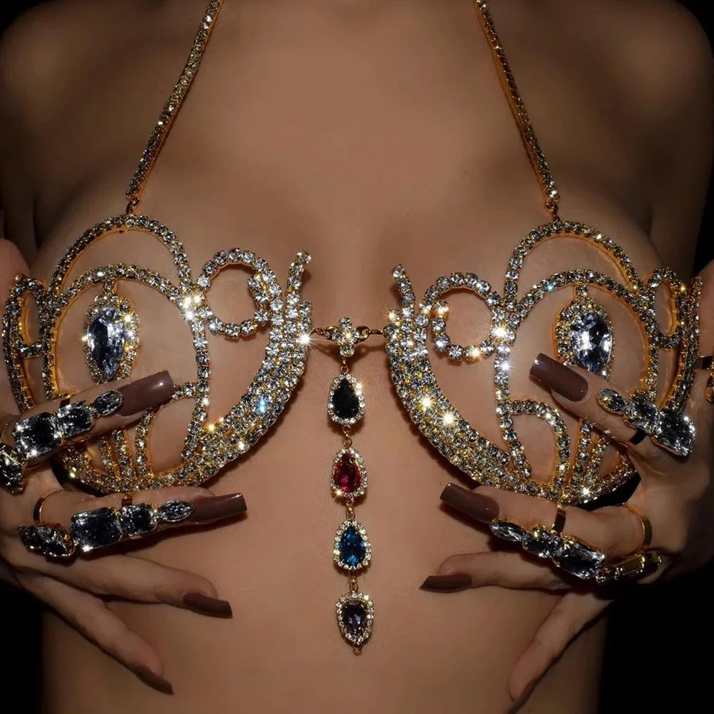 Luxury Rhinestone Bikini Bra G - Body Jewelry For Women review and price