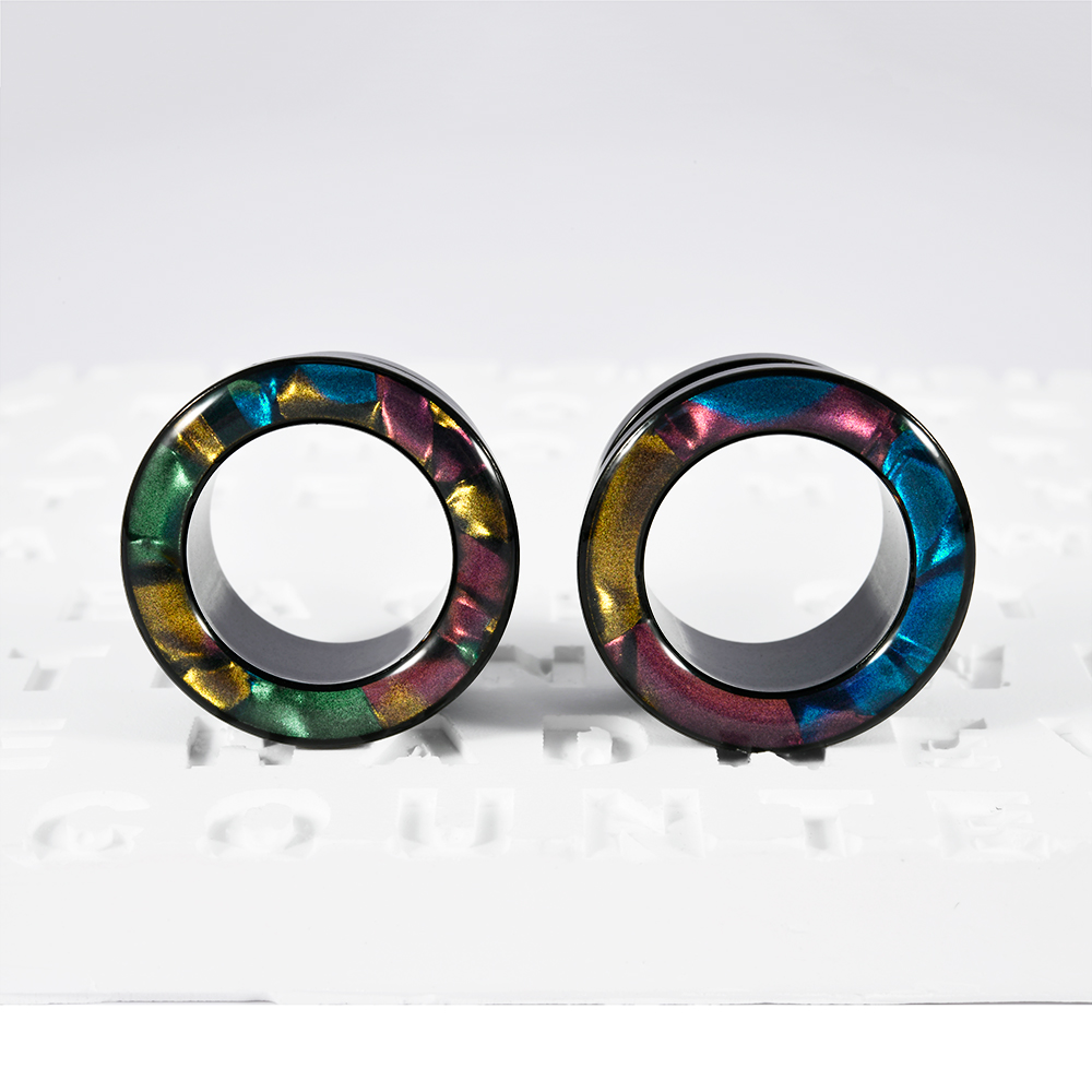 2pcs Flat Hollow Colorful Shel - Body Jewelry Ear Gauges review and price