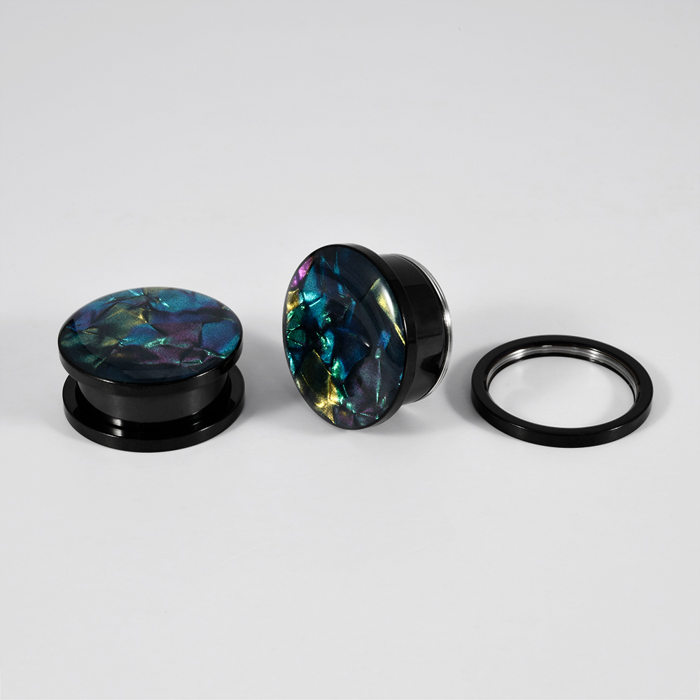 2pcs Flat Hollow Colorful Shel - Body Jewelry Ear Gauges review and price