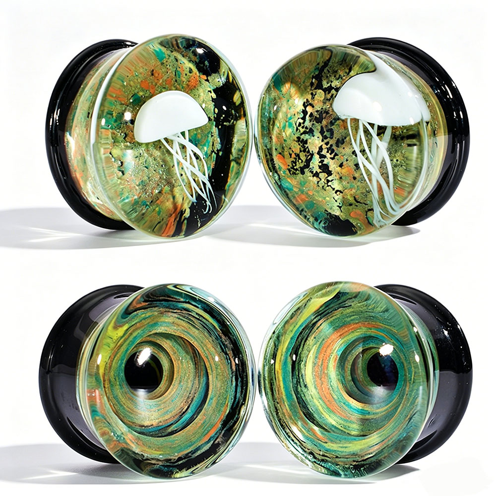 Pair Quality Glass Vortex Ear  - Body Piercing Quality Jewelry review and price
