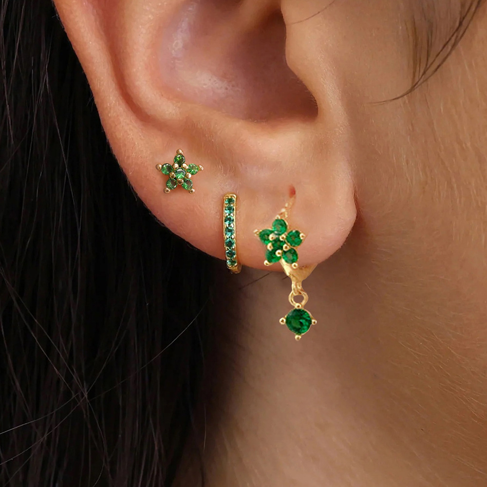 3pcs Green Crystal Zirconia Hu - Body Jewelry Kit review and price