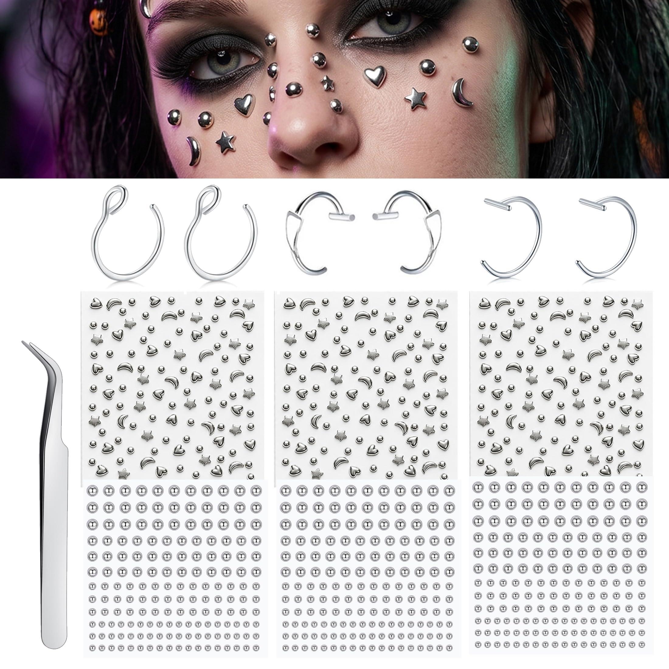 Fake Piercings Balls Stick on  - Body Jewelry Nose Studs review and price