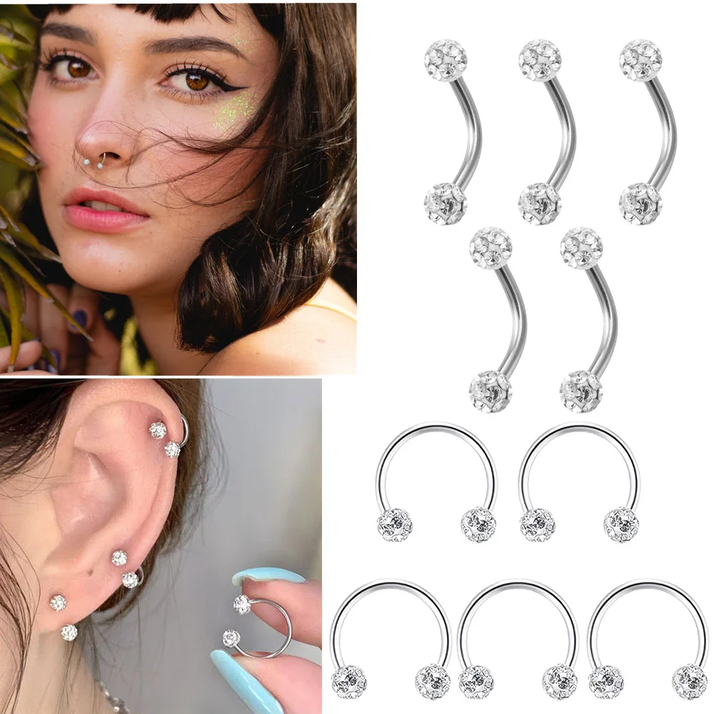 5pc Stainless Steel Rhinestone - Body Jewelry Metal Types review and price