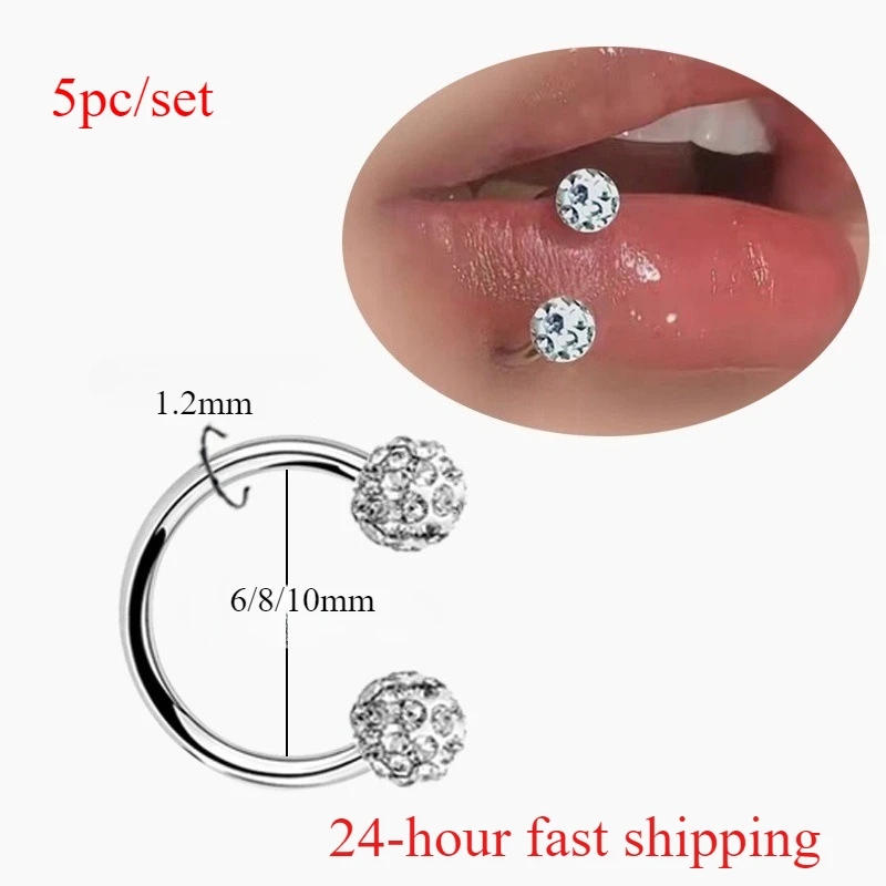 5pc Stainless Steel Rhinestone - Body Jewelry Metal Types review and price