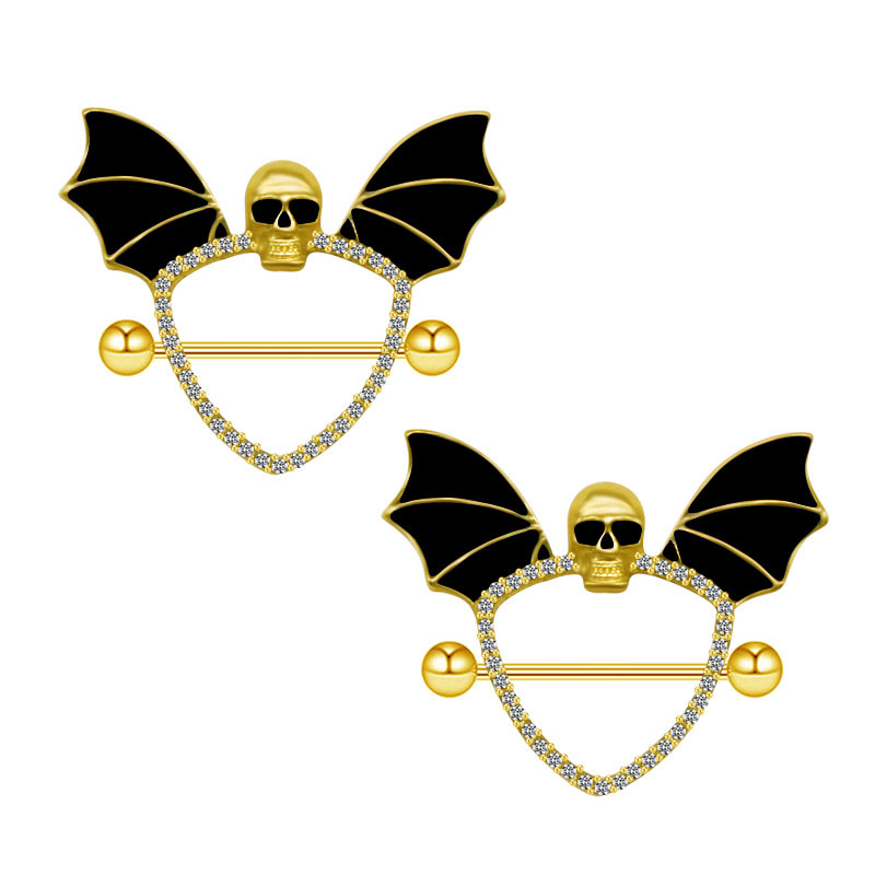 Bling Skull Wing Bat Black Nip - Body Piercing Quality Jewelry review and price