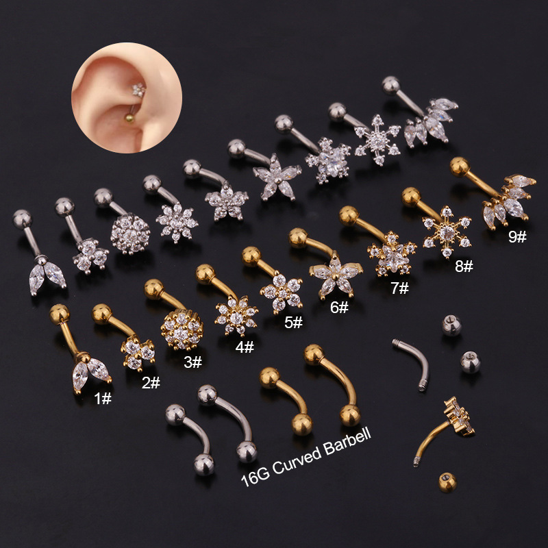 1Pc 1.2x8mm Eyebrow  Daith Snu - Rook Curved Barbell review and price