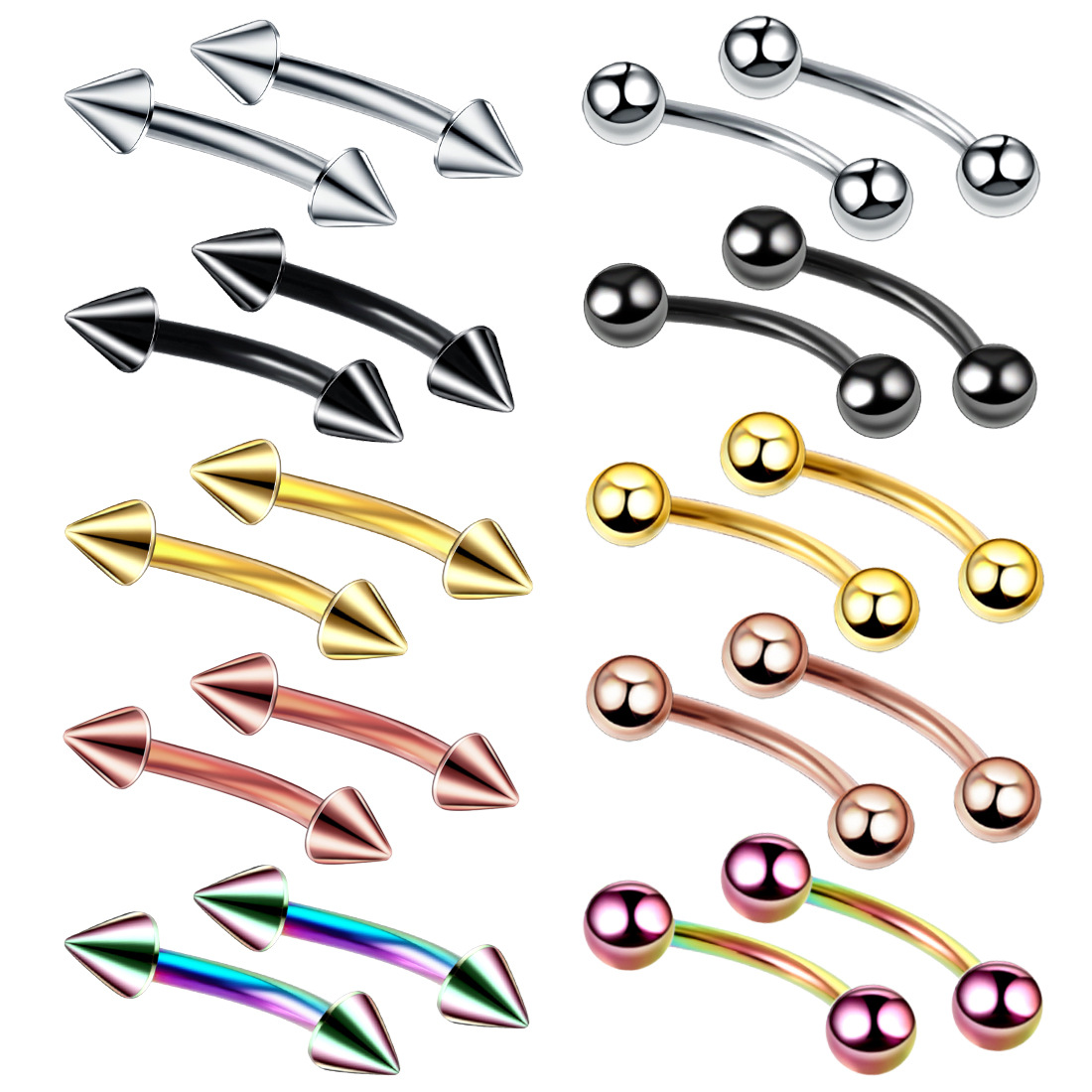20pc/set Steel Eyebrow Banana  - Rook Curved Barbell review and price