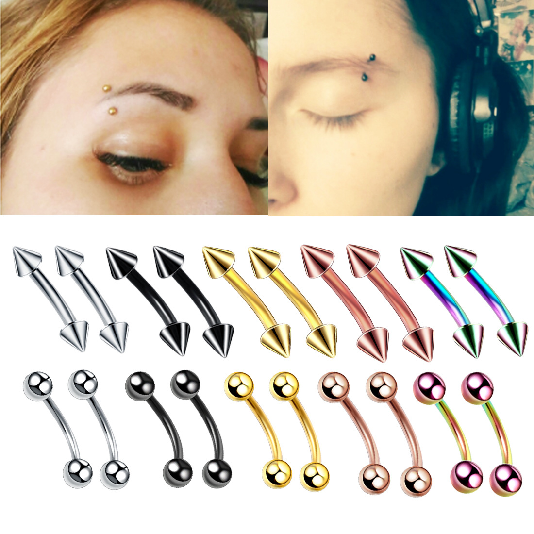 20pc/set Steel Eyebrow Banana  - Rook Curved Barbell review and price
