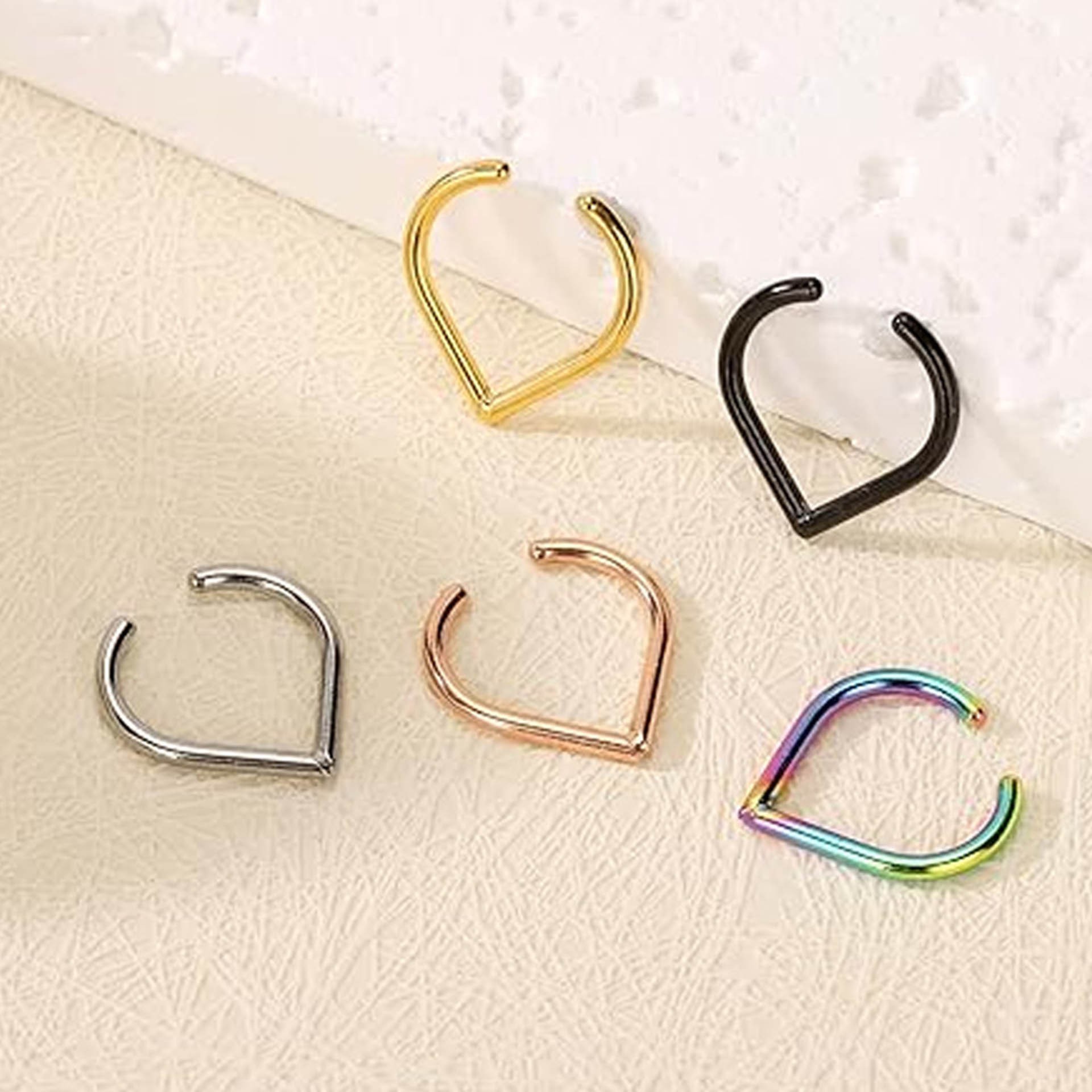 5Pcs Stainless Steel Fake Nose - Body Jewelry Nose Studs review and price