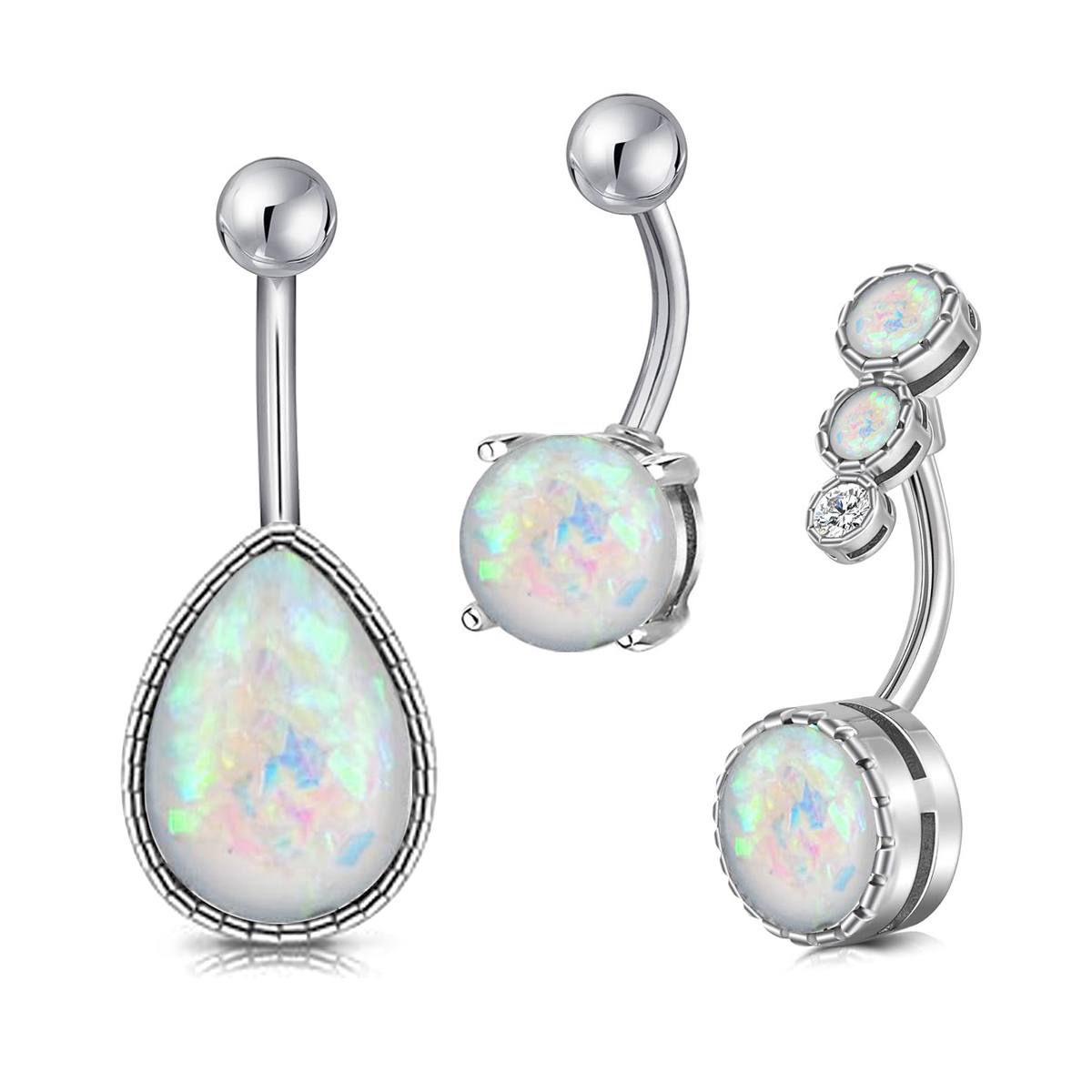 1PC  Water Drop Opal Stone Nav - Rook Curved Barbell review and price