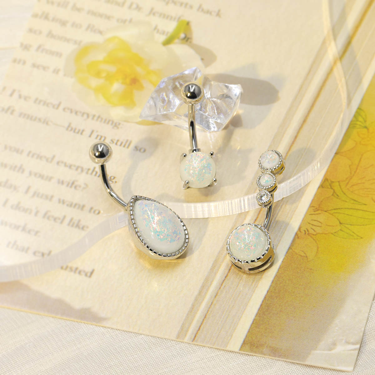 1PC  Water Drop Opal Stone Nav - Rook Curved Barbell review and price