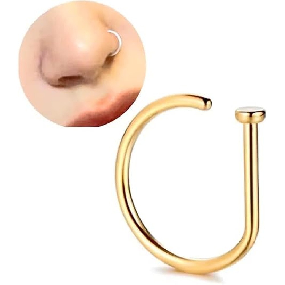 4 Pack Non Piercing D-Shaped N - Body Jewelry Nose Studs review and price