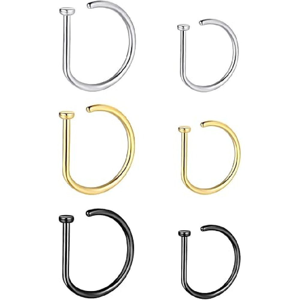 4 Pack Non Piercing D-Shaped N - Body Jewelry Nose Studs review and price