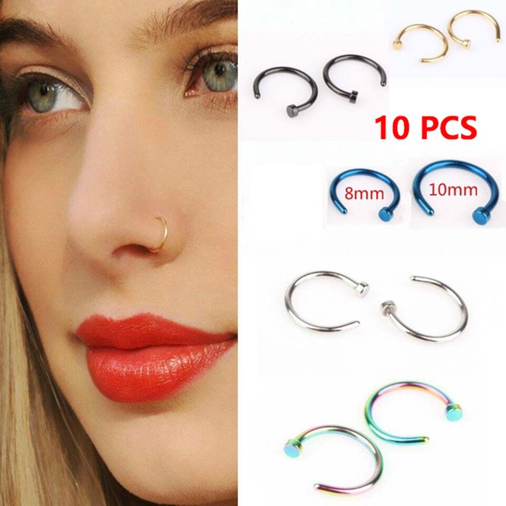 10 Pcs Thin Stainless Steel Fo - Body Jewelry Nose Studs review and price