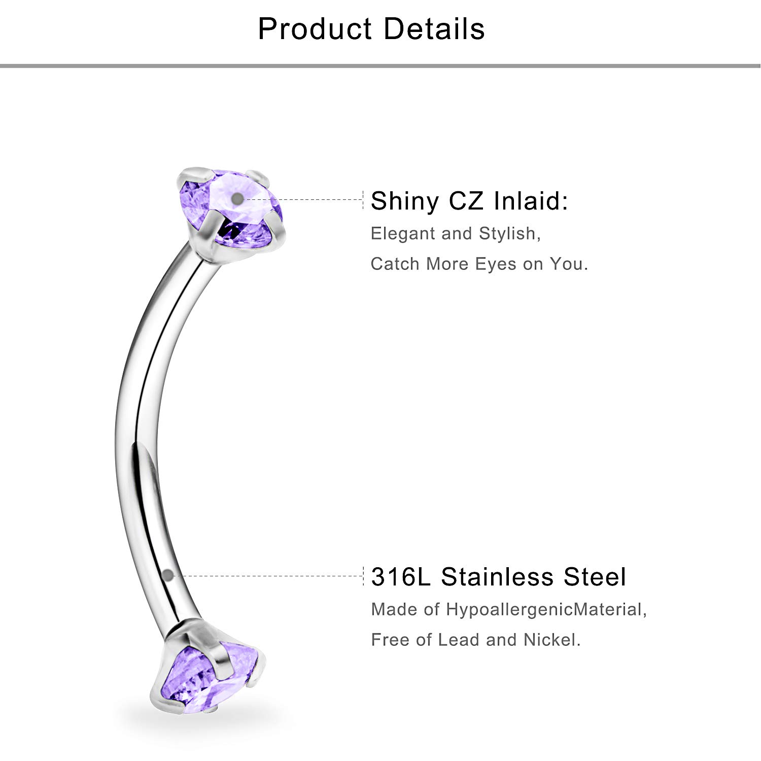 12 Pcs 16G Surgical Steel Eyeb - Rook Curved Barbell review and price