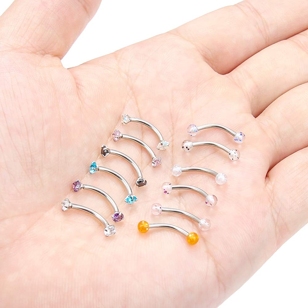 12 Pcs 16G Surgical Steel Eyeb - Rook Curved Barbell review and price