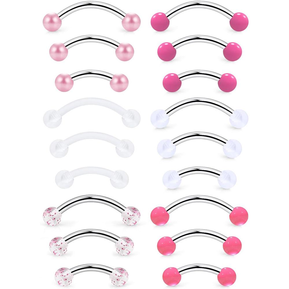 1/18Pcs Set 16G 6/8/10mm Eyebr - Rook Curved Barbell review and price