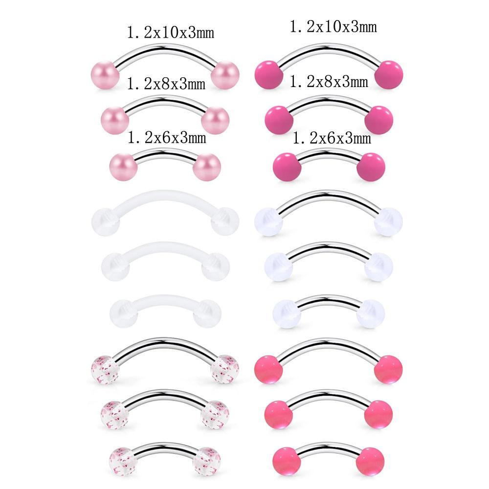 1/18Pcs Set 16G 6/8/10mm Eyebr - Rook Curved Barbell review and price